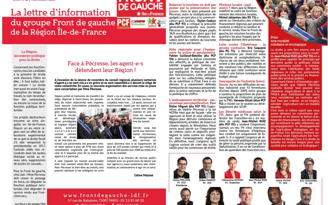 Lettre d’information N°12 / Novembre 2016