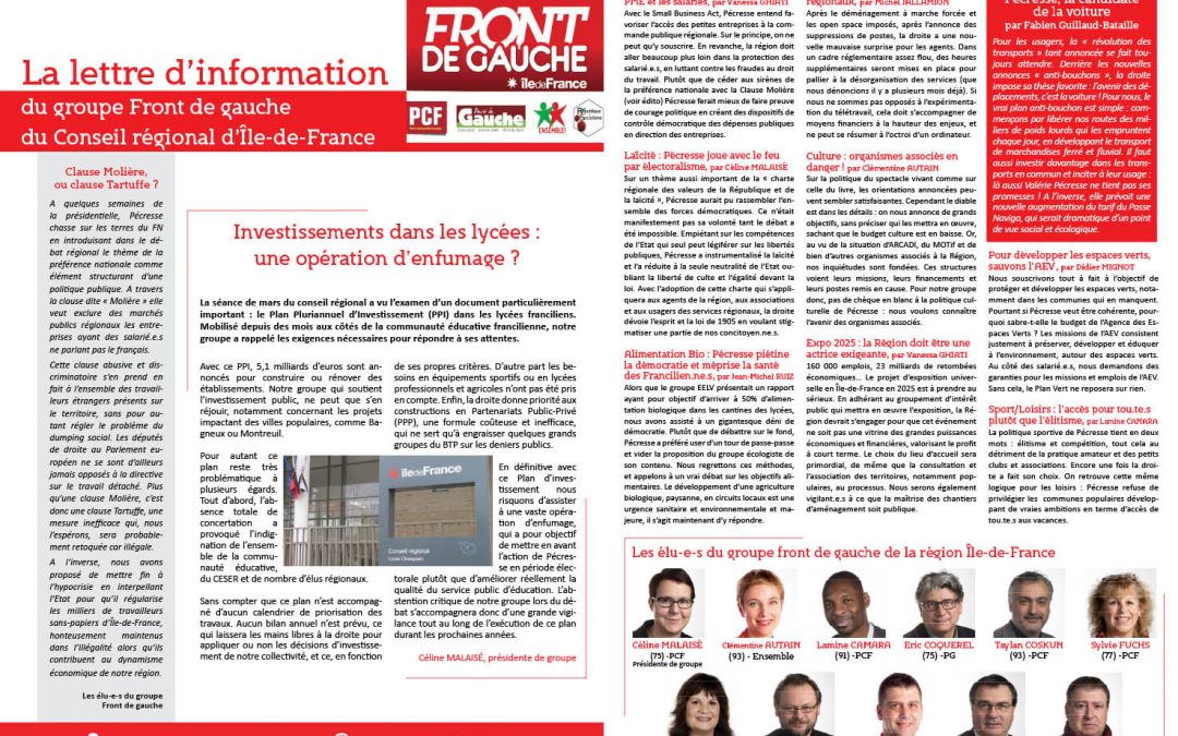 Lettre d’information N°15 / Mars 2017