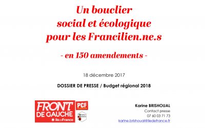Séance budgétaire / 18-20 décembre 2017 / Dossier de presse
