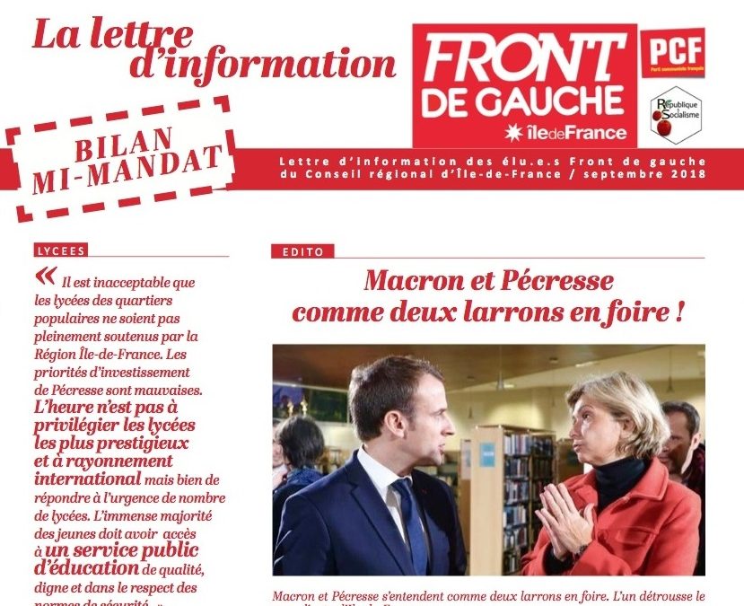 Bilan mi-mandat – Septembre 2018