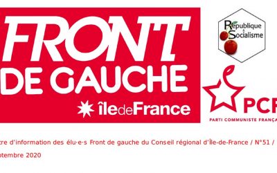 Lettre d’information des élu·e·s Front de gauche du Conseil régional d’Île-de-France / N°51 / Septembre 2020